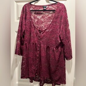 Torrid Burgundy Lace Robe